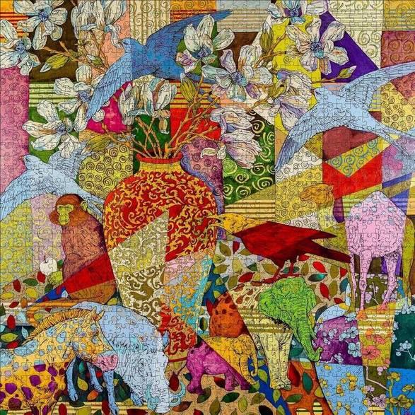 Pomegranate - Grant Leier - Quilt - 1000 Piece Jigsaw Puzzle