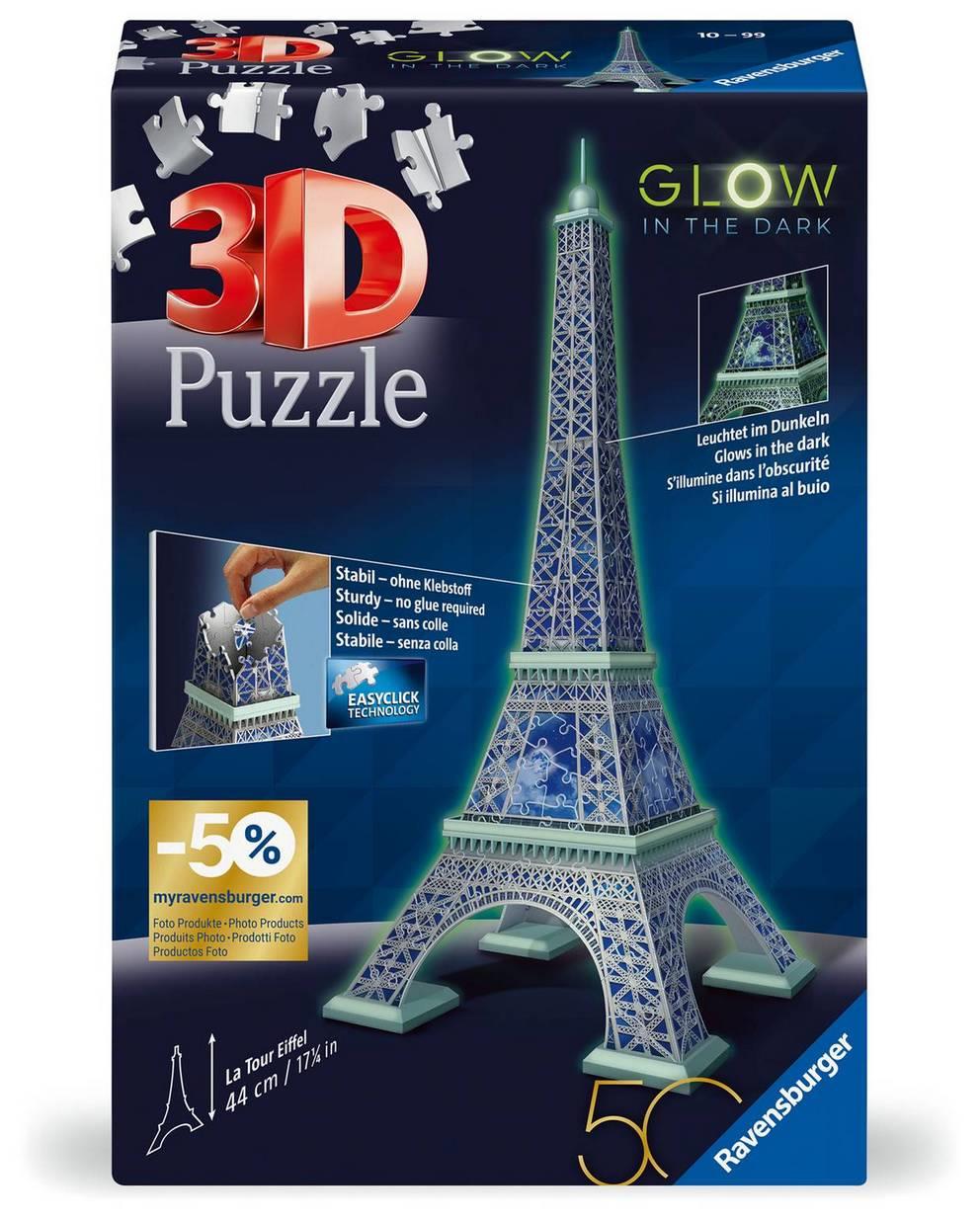 Ravensburger - Eiffel Tower Glow in the Dark - 216 3D Piece Jigsaw Puz ...