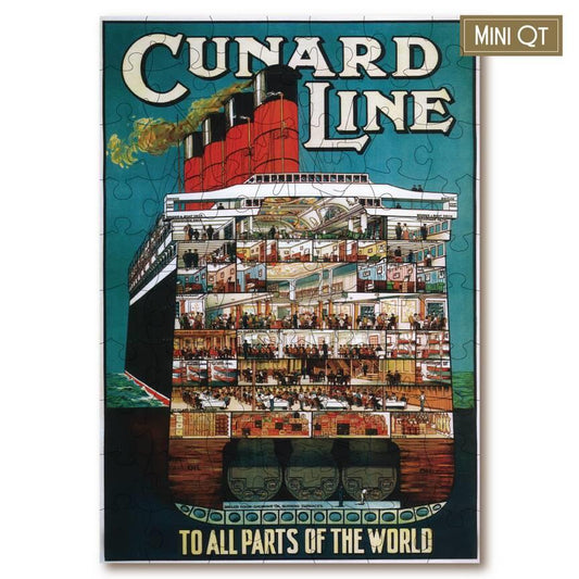 Victory Puzzles - Vintage Poster - Life Aboard Cunard - 71 Piece Wooden Jigsaw Puzzle