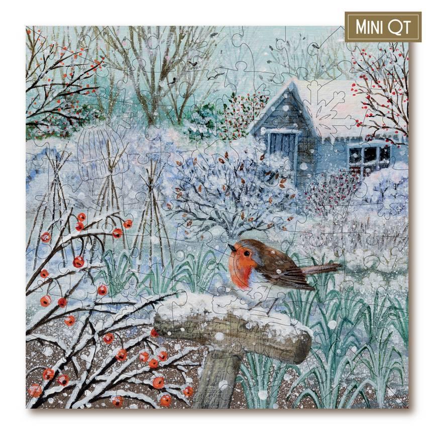 Victory Puzzles - Winter Garden Robin - 80 Piece Wooden Jigsaw Puzzle