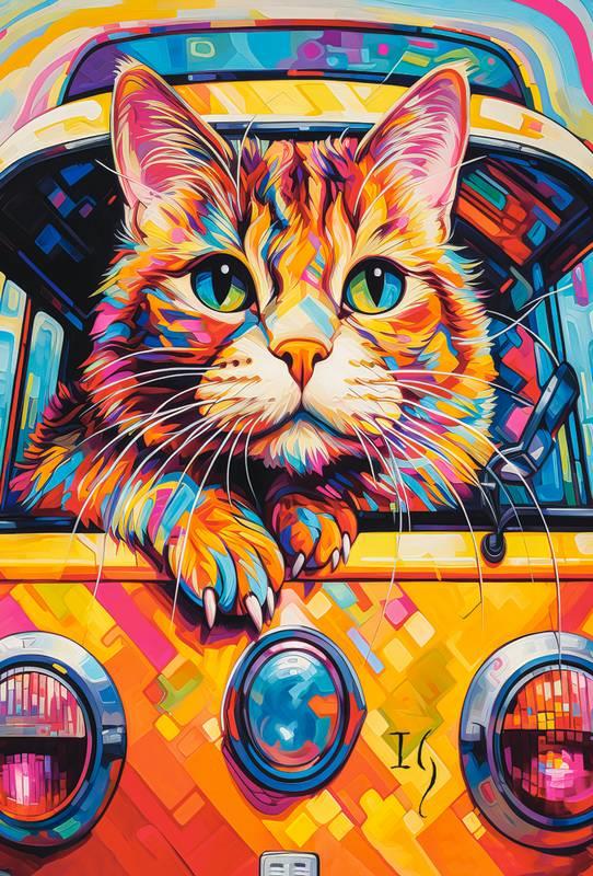 Castorland - Cat Bus Travel - 1000 Piece Jigsaw Puzzle