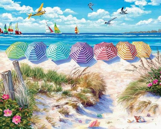 White Mountain - Rainbow Umbrellas - 1000 Piece Jigsaw Puzzle