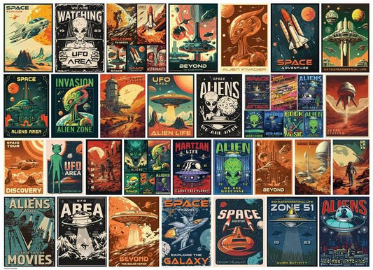 Eurographics - Vintage Alien Posters - 1000 Piece Jigsaw Puzzle