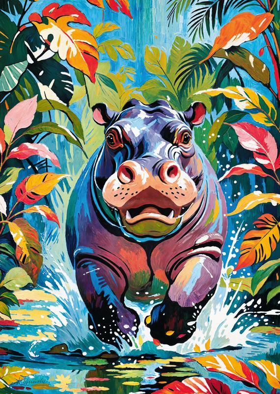 CherryPazzi - Happy Hippo - 500 Piece Jigsaw Puzzle