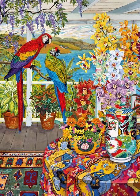 CherryPazzi - Parrots on the Veranda - 1000 Piece Jigsaw Puzzle