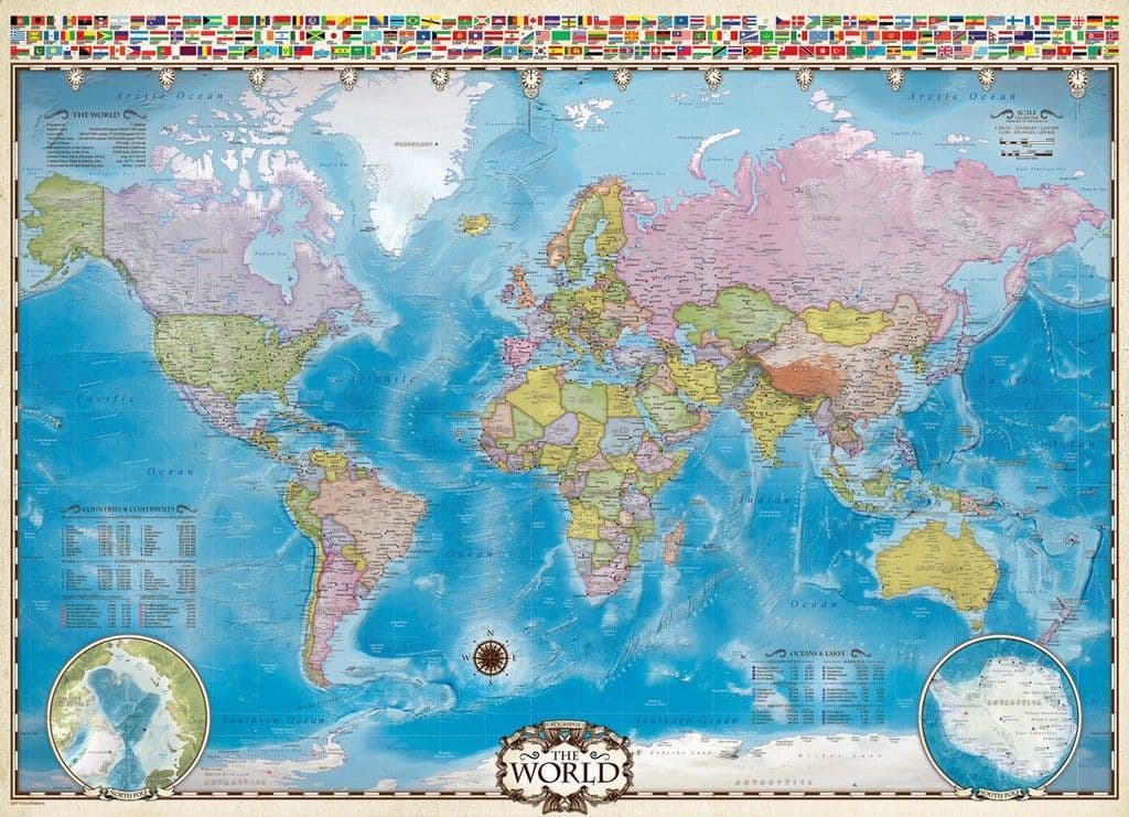 Eurographics - Map of the World with Flags - 1000 Piece Jigsaw Puzzle ...